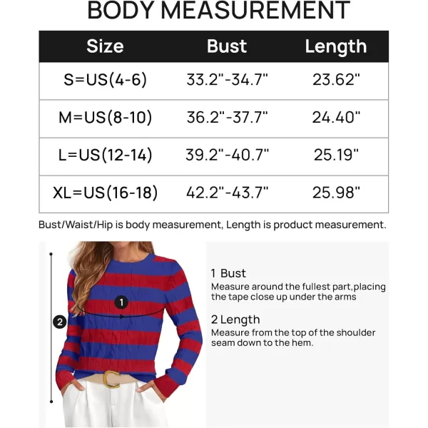 imageZESICA Womens Sweaters Fall Winter Casual Striped Long Sleeve Crew Neck Cable Knit Loose Chunky Pullover SweaterCobalt Blue
