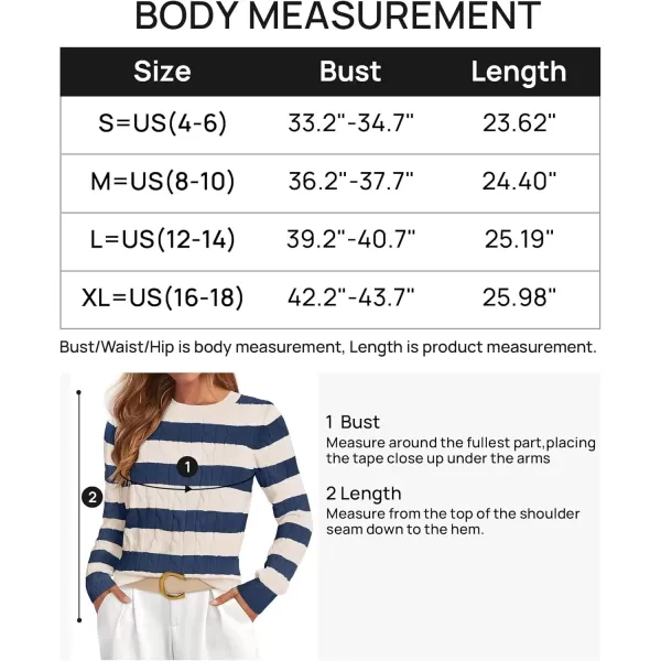 imageZESICA Womens Sweaters Fall Winter Casual Striped Long Sleeve Crew Neck Cable Knit Loose Chunky Pullover SweaterDusty Blue