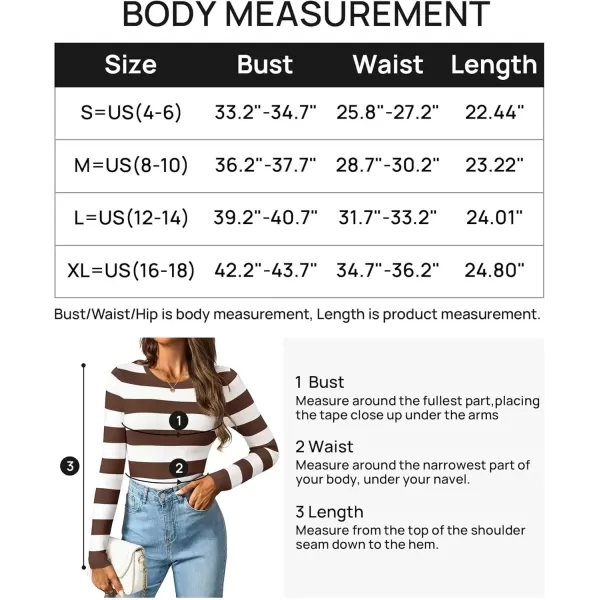 imageZESICA Striped Sweaters for Women 2024 Fall Crewneck Knit Long Sleeve Shirts Slim Fit Casual Basic Tee TopsBrown