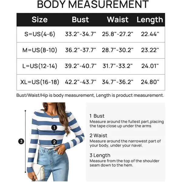 imageZESICA Striped Sweaters for Women 2024 Fall Crewneck Knit Long Sleeve Shirts Slim Fit Casual Basic Tee TopsDusty Blue