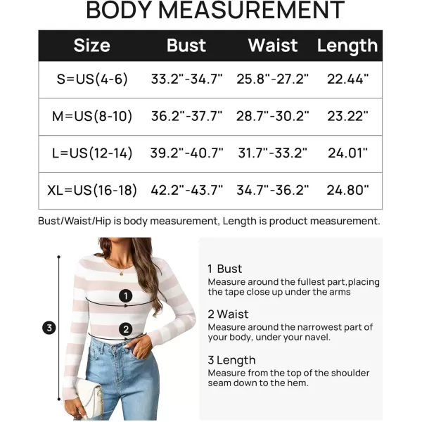 imageZESICA Striped Sweaters for Women 2024 Fall Crewneck Knit Long Sleeve Shirts Slim Fit Casual Basic Tee TopsSand