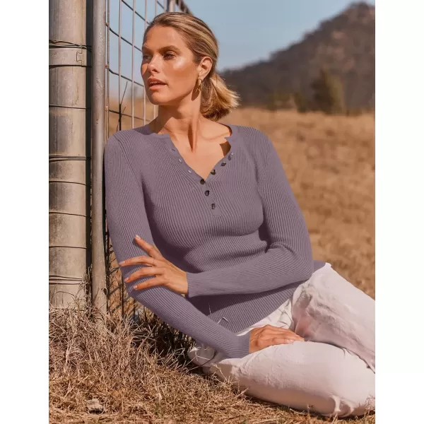 imageZESICA Womens 2024 Long Sleeve Button Down V Neck Slim Fitted T Shirts Fall Casual Ribbed Knit Basic Tee TopsTaro