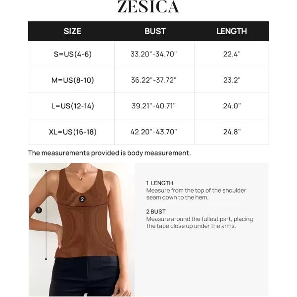 imageZESICA Womens 2024 Ribbed Tank Tops Summer Sleeveless V Neck Shirts Casual Sexy Slim Fitted Basic Knit TeesCaramel