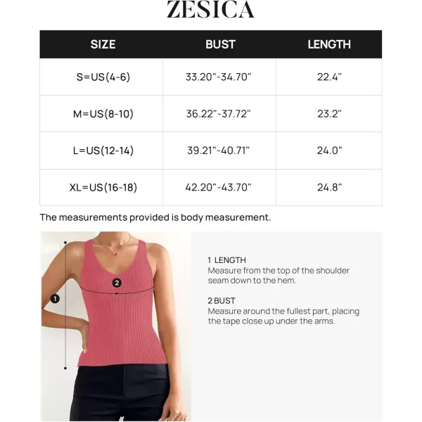 imageZESICA Womens 2024 Ribbed Tank Tops Summer Sleeveless V Neck Shirts Casual Sexy Slim Fitted Basic Knit TeesCoral