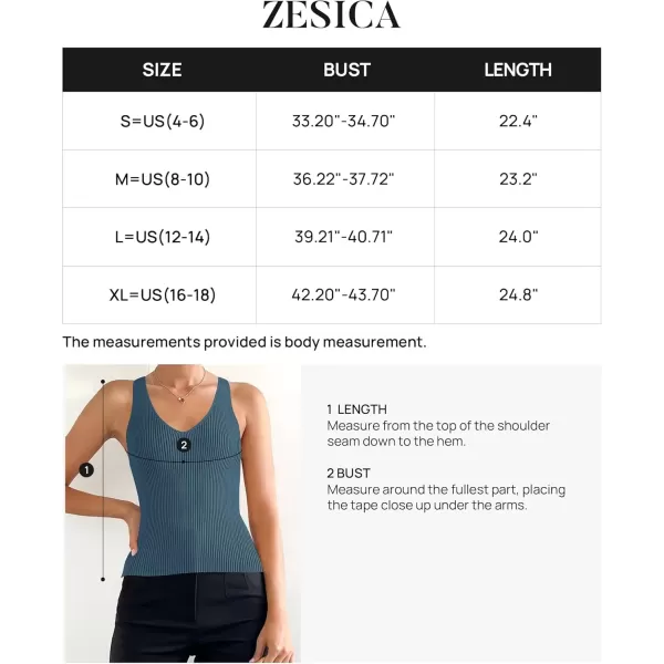 imageZESICA Womens 2024 Ribbed Tank Tops Summer Sleeveless V Neck Shirts Casual Sexy Slim Fitted Basic Knit TeesDarkblue