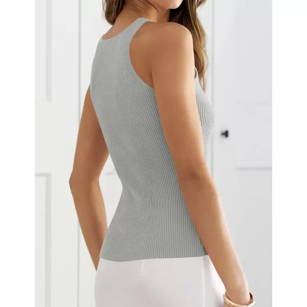 imageZESICA Womens 2024 Ribbed Tank Tops Summer Sleeveless V Neck Shirts Casual Sexy Slim Fitted Basic Knit TeesGrey