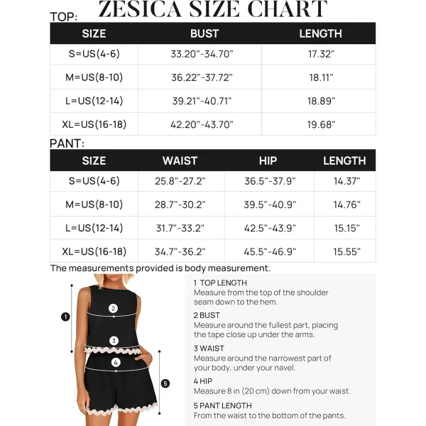 imageZESICA Womens 2024 Summer 2 Piece Outfits Set Linen Lace Trim Crewneck Tank Crop Top and Shorts Lounge Pajama SetsDim