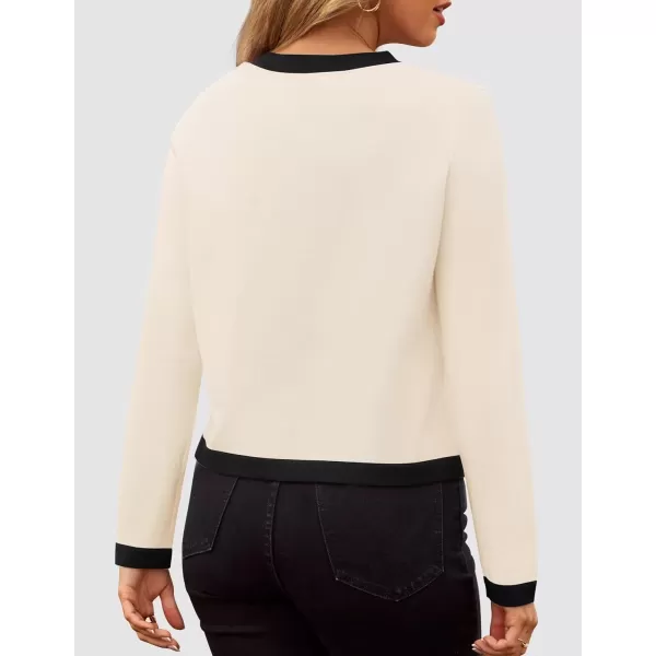imageZESICA Womens Fall Sweaters 2024 Long Sleeve Crewneck Knit Color Block Lightweight Pullover Tops ClothesApricot
