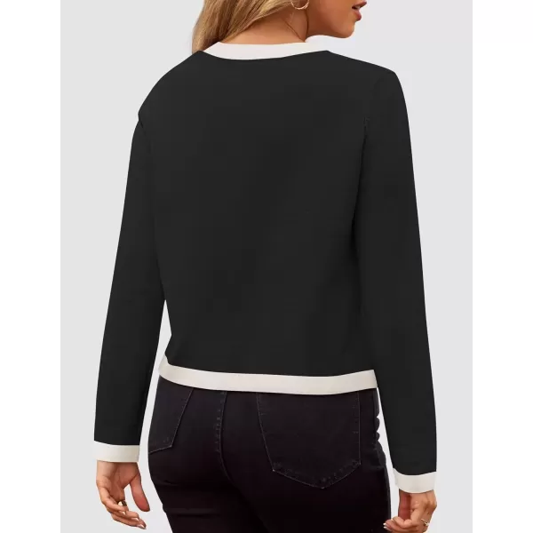 imageZESICA Womens Fall Sweaters 2024 Long Sleeve Crewneck Knit Color Block Lightweight Pullover Tops ClothesBlack