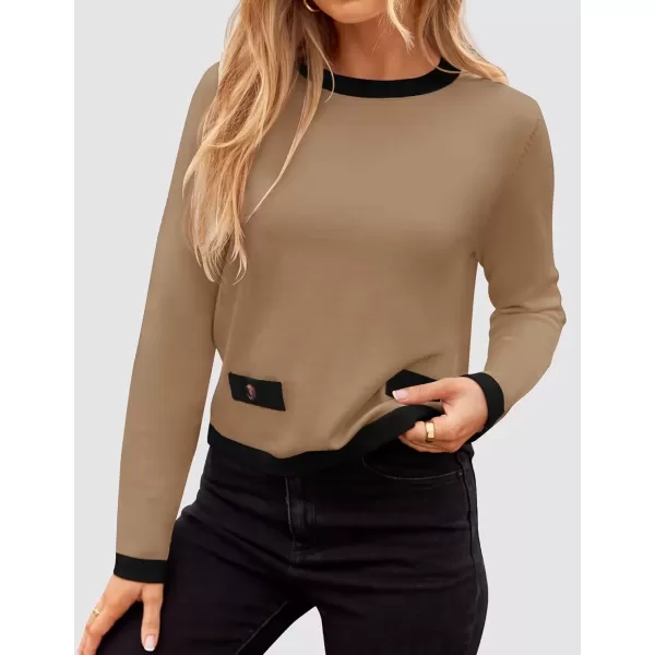 imageZESICA Womens Fall Sweaters 2024 Long Sleeve Crewneck Knit Color Block Lightweight Pullover Tops ClothesToffee