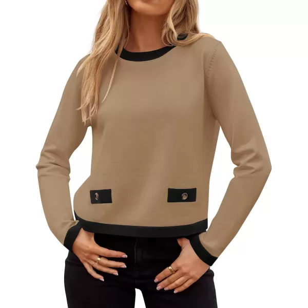 imageZESICA Womens Fall Sweaters 2024 Long Sleeve Crewneck Knit Color Block Lightweight Pullover Tops ClothesToffee