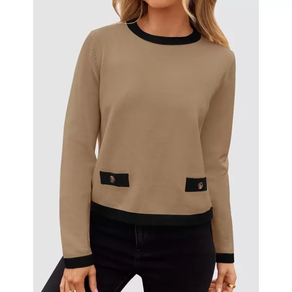 imageZESICA Womens Fall Sweaters 2024 Long Sleeve Crewneck Knit Color Block Lightweight Pullover Tops ClothesToffee