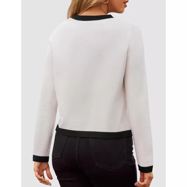 imageZESICA Womens Fall Sweaters 2024 Long Sleeve Crewneck Knit Color Block Lightweight Pullover Tops ClothesWhite