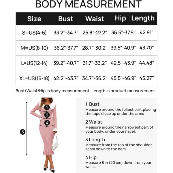 imageZESICA Womens Long Sleeve Sweater Dress 2024 Fall Lapel Collar Button Elegant Casual Midi Bodycon DressesPink