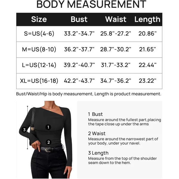 imageZESICA Womens Long Sleeve Tops 2024 Fall Asymmetrical Neck Slim Fitted Sexy Y2K Knit Shirts ClothesBlack