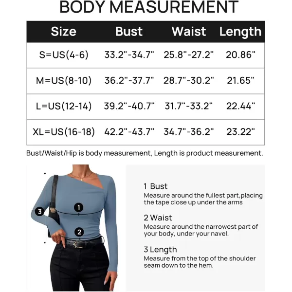 imageZESICA Womens Long Sleeve Tops 2024 Fall Asymmetrical Neck Slim Fitted Sexy Y2K Knit Shirts ClothesDusty Blue