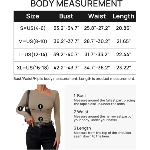 imageZESICA Womens Long Sleeve Tops 2024 Fall Asymmetrical Neck Slim Fitted Sexy Y2K Knit Shirts ClothesKhaki