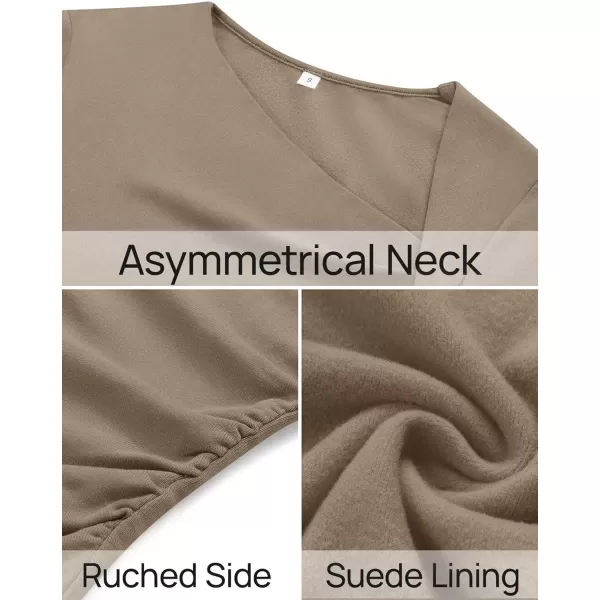 imageZESICA Womens Long Sleeve Tops 2024 Fall Asymmetrical Neck Slim Fitted Sexy Y2K Knit Shirts ClothesKhaki