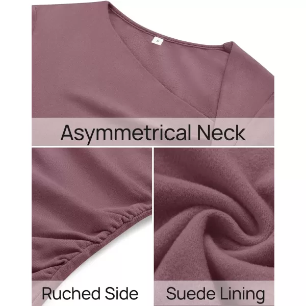 imageZESICA Womens Long Sleeve Tops 2024 Fall Asymmetrical Neck Slim Fitted Sexy Y2K Knit Shirts ClothesPurple