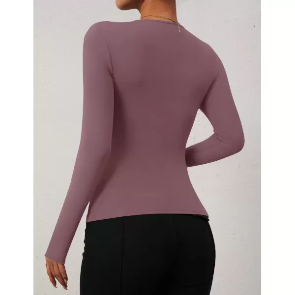 imageZESICA Womens Long Sleeve Tops 2024 Fall Asymmetrical Neck Slim Fitted Sexy Y2K Knit Shirts ClothesPurple
