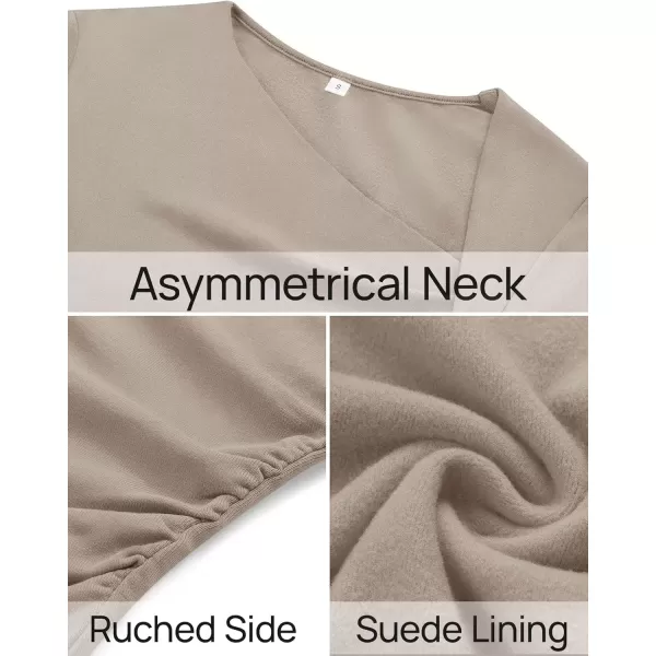 imageZESICA Womens Long Sleeve Tops 2024 Fall Asymmetrical Neck Slim Fitted Sexy Y2K Knit Shirts ClothesStone