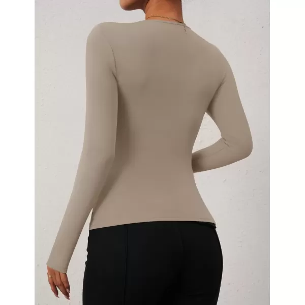 imageZESICA Womens Long Sleeve Tops 2024 Fall Asymmetrical Neck Slim Fitted Sexy Y2K Knit Shirts ClothesStone