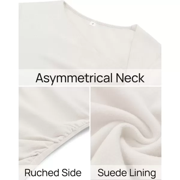 imageZESICA Womens Long Sleeve Tops 2024 Fall Asymmetrical Neck Slim Fitted Sexy Y2K Knit Shirts ClothesWhite