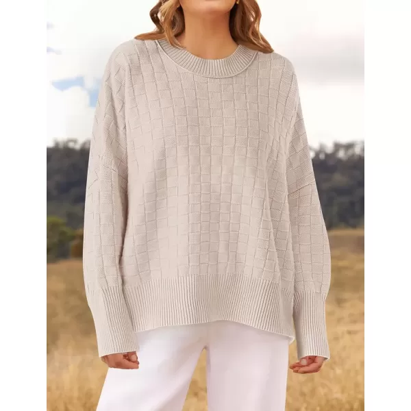 imageZESICA Womens Oversized Sweaters 2024 Fall Winter Trendy Long Sleeve Crewneck Knit Pullover TopsAlmond