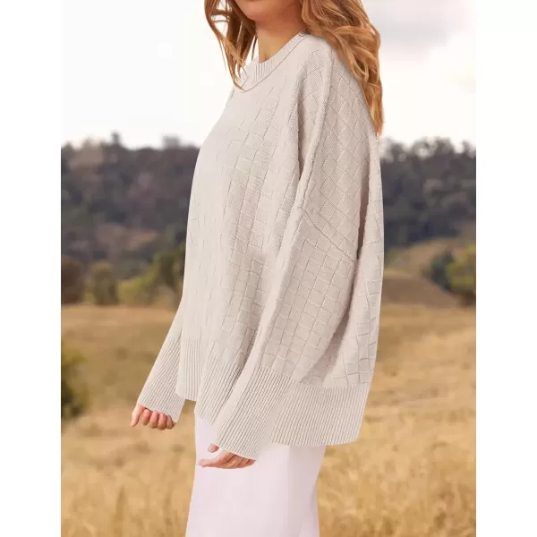 imageZESICA Womens Oversized Sweaters 2024 Fall Winter Trendy Long Sleeve Crewneck Knit Pullover TopsAlmond