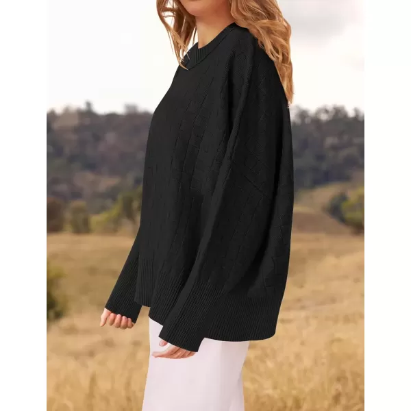 imageZESICA Womens Oversized Sweaters 2024 Fall Winter Trendy Long Sleeve Crewneck Knit Pullover TopsBlack