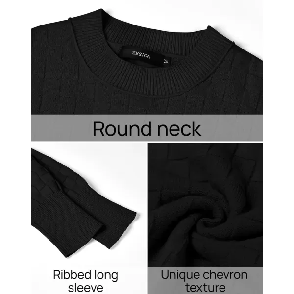imageZESICA Womens Oversized Sweaters 2024 Fall Winter Trendy Long Sleeve Crewneck Knit Pullover TopsBlack