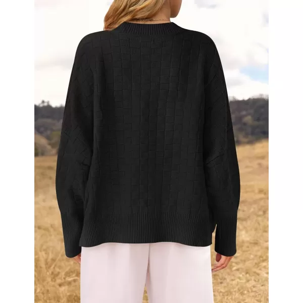 imageZESICA Womens Oversized Sweaters 2024 Fall Winter Trendy Long Sleeve Crewneck Knit Pullover TopsBlack