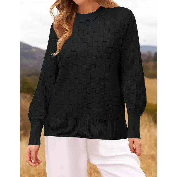 imageZESICA Womens Oversized Sweaters 2024 Fall Winter Trendy Long Sleeve Crewneck Knit Pullover TopsBlack