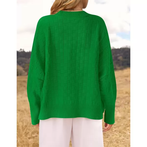 imageZESICA Womens Oversized Sweaters 2024 Fall Winter Trendy Long Sleeve Crewneck Knit Pullover TopsGreen