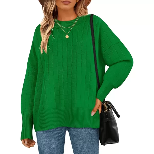 imageZESICA Womens Oversized Sweaters 2024 Fall Winter Trendy Long Sleeve Crewneck Knit Pullover TopsGreen
