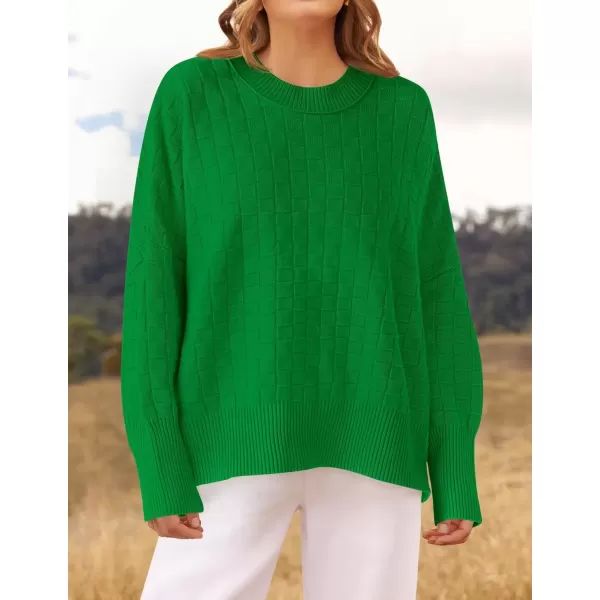 imageZESICA Womens Oversized Sweaters 2024 Fall Winter Trendy Long Sleeve Crewneck Knit Pullover TopsGreen
