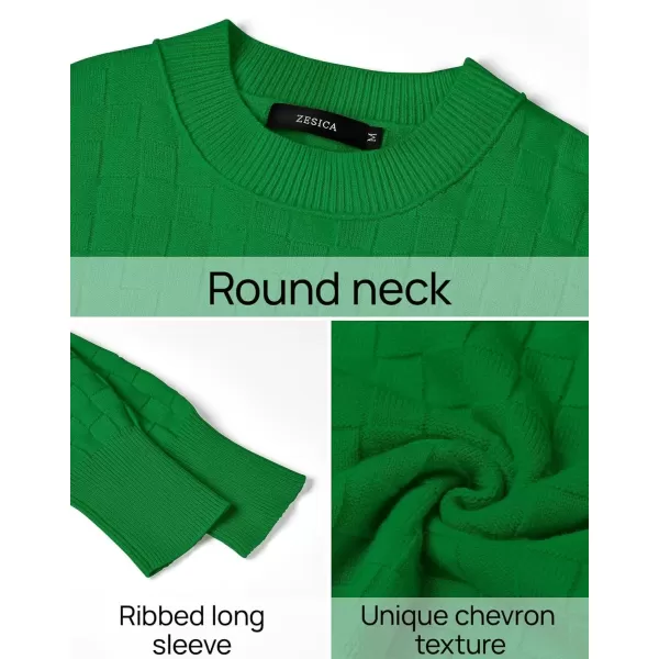 imageZESICA Womens Oversized Sweaters 2024 Fall Winter Trendy Long Sleeve Crewneck Knit Pullover TopsGreen