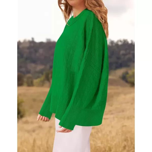 imageZESICA Womens Oversized Sweaters 2024 Fall Winter Trendy Long Sleeve Crewneck Knit Pullover TopsGreen
