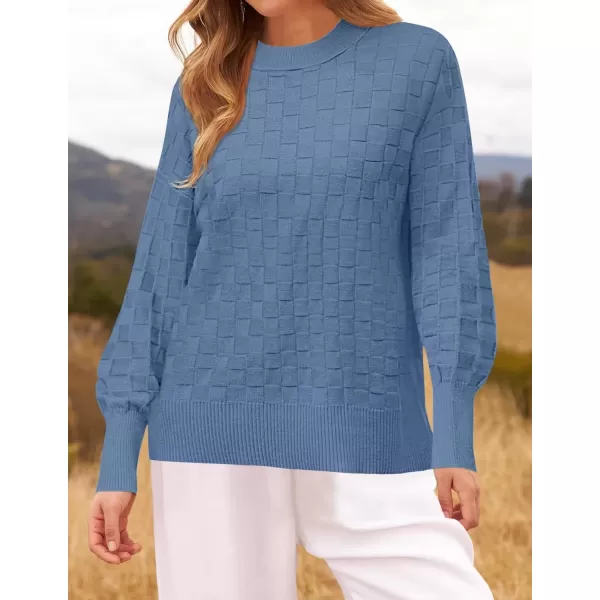 imageZESICA Womens Oversized Sweaters 2024 Fall Winter Trendy Long Sleeve Crewneck Knit Pullover TopsGreyblue