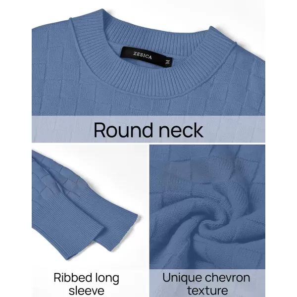imageZESICA Womens Oversized Sweaters 2024 Fall Winter Trendy Long Sleeve Crewneck Knit Pullover TopsGreyblue