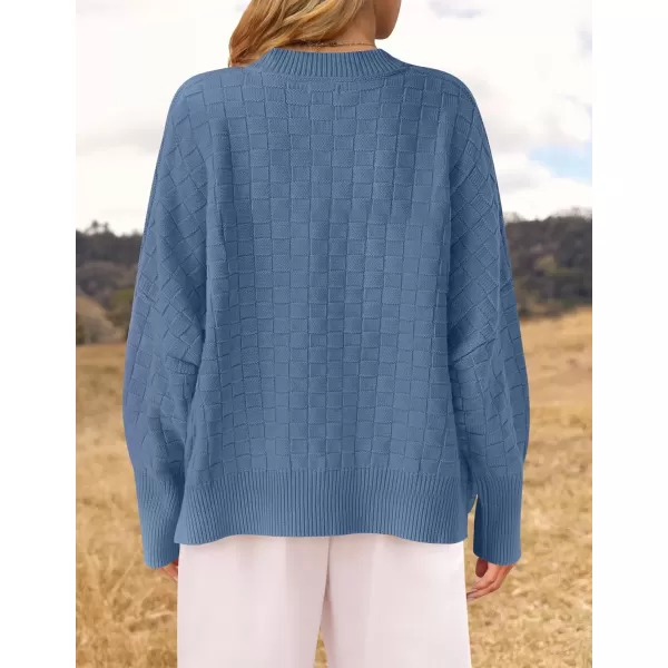 imageZESICA Womens Oversized Sweaters 2024 Fall Winter Trendy Long Sleeve Crewneck Knit Pullover TopsGreyblue