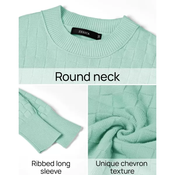imageZESICA Womens Oversized Sweaters 2024 Fall Winter Trendy Long Sleeve Crewneck Knit Pullover TopsMintgreen