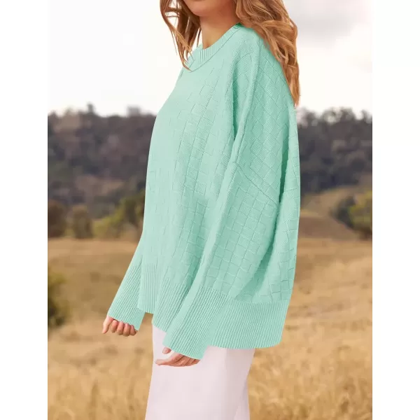imageZESICA Womens Oversized Sweaters 2024 Fall Winter Trendy Long Sleeve Crewneck Knit Pullover TopsMintgreen