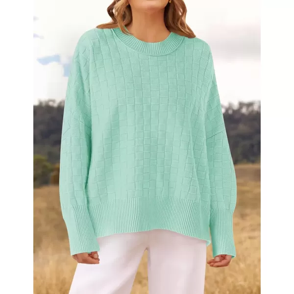 imageZESICA Womens Oversized Sweaters 2024 Fall Winter Trendy Long Sleeve Crewneck Knit Pullover TopsMintgreen
