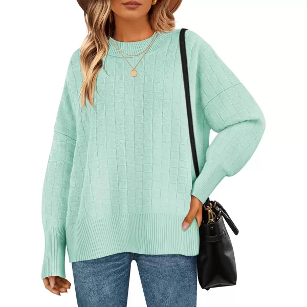 imageZESICA Womens Oversized Sweaters 2024 Fall Winter Trendy Long Sleeve Crewneck Knit Pullover TopsMintgreen