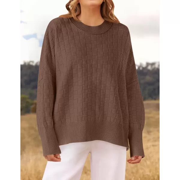 imageZESICA Womens Oversized Sweaters 2024 Fall Winter Trendy Long Sleeve Crewneck Knit Pullover TopsNutmeg