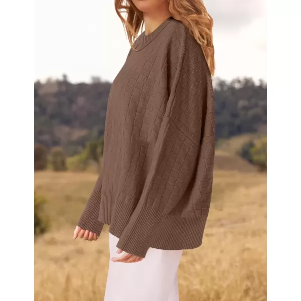 imageZESICA Womens Oversized Sweaters 2024 Fall Winter Trendy Long Sleeve Crewneck Knit Pullover TopsNutmeg