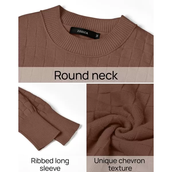 imageZESICA Womens Oversized Sweaters 2024 Fall Winter Trendy Long Sleeve Crewneck Knit Pullover TopsNutmeg
