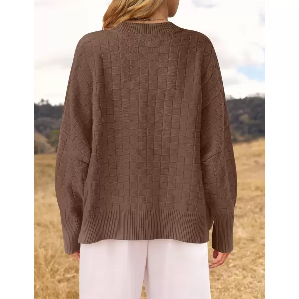 imageZESICA Womens Oversized Sweaters 2024 Fall Winter Trendy Long Sleeve Crewneck Knit Pullover TopsNutmeg