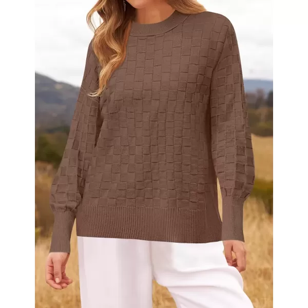 imageZESICA Womens Oversized Sweaters 2024 Fall Winter Trendy Long Sleeve Crewneck Knit Pullover TopsNutmeg